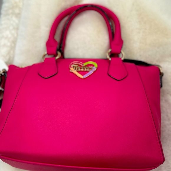 Juicy Couture Hot Pink Love Mode Satchel Multicolor Heart Crossbody Bag NWT - Picture 3 of 5